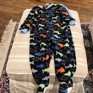 Like new Absorba zip fleece pajamas with shark theme and size 24 months